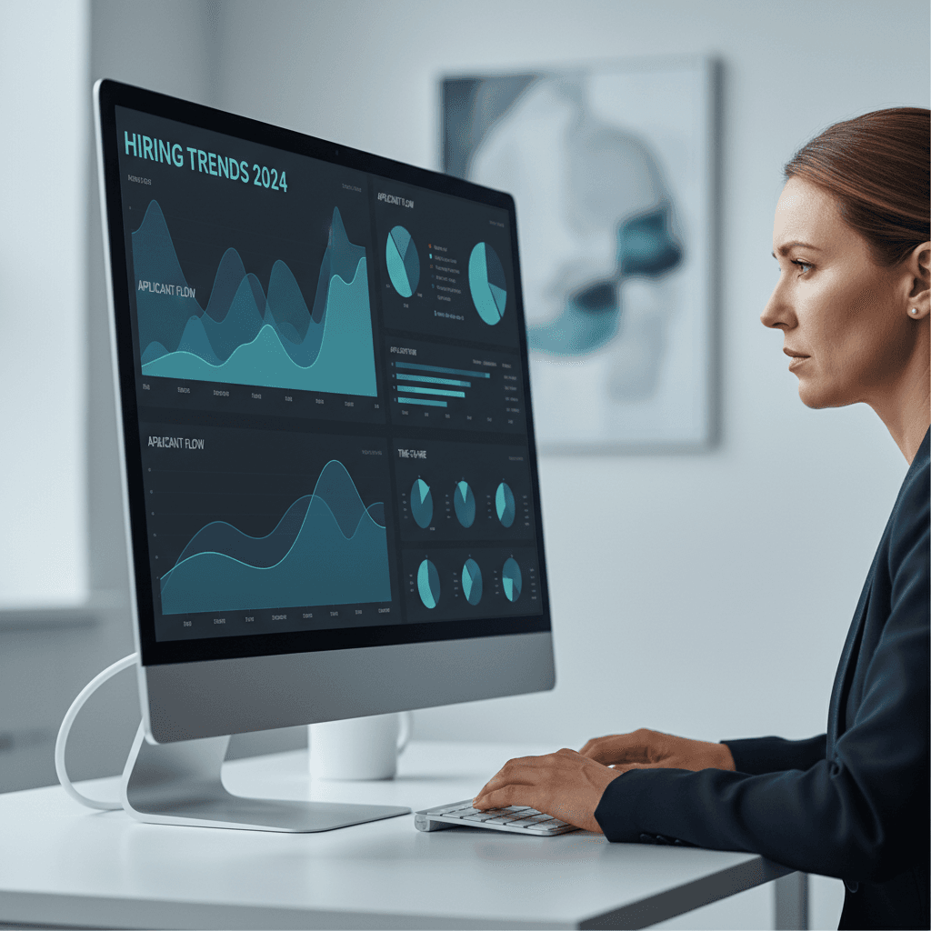 Professional reviewing hiring trend data on analytics dashboard