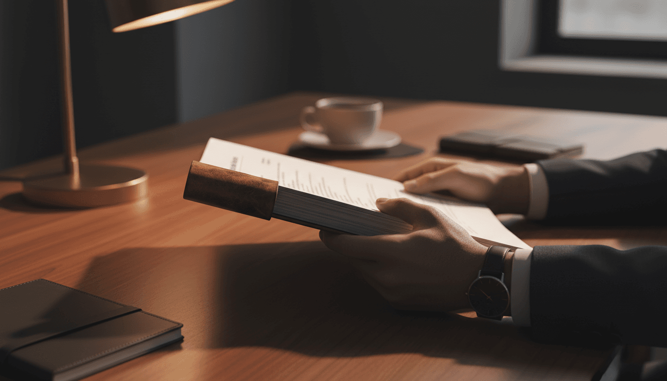 Premium intelligence briefing document on executive desk